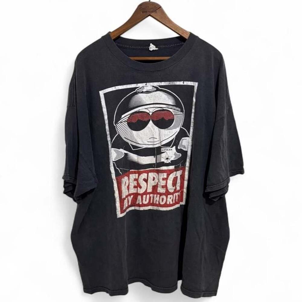 South Park Cartman Respect My Authoritah T-Shirt XXL Charcoal Black